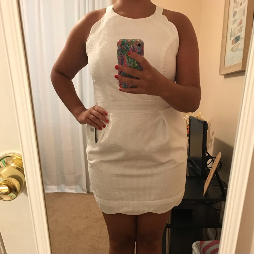 Lauren James Landry Seersucker White Dress L